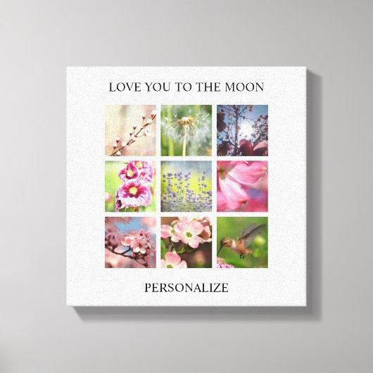 あなたの文字が付いているパーソナライズな写真のコラージュ キャンバスプリント (正面)