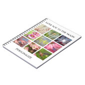 あなたの文字が付いているパーソナライズな写真のコラージュ ノートブック (左側)