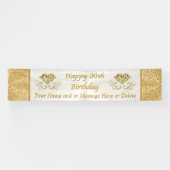 あなたの文字が付いている幸せな第90誕生日の旗 横断幕 (横)