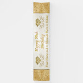 あなたの文字が付いている幸せな第90誕生日の旗 横断幕 (縦)