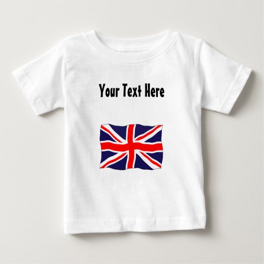 あなたの文字とカスタマイズ可能な英国国旗の旗-! ベビーTシャツ (正面)