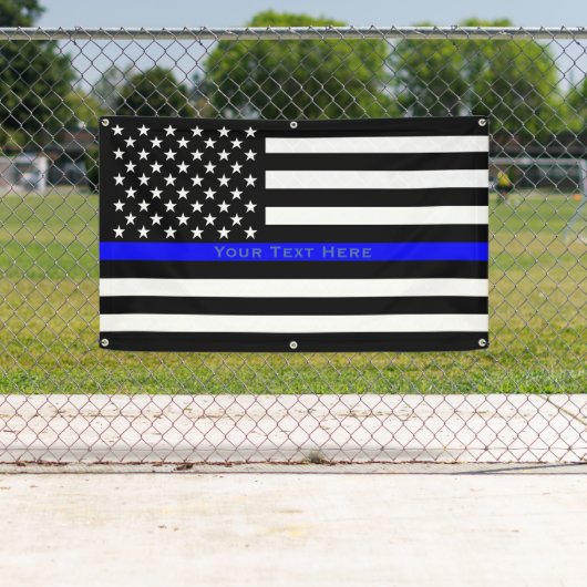 あなたの文字の薄いブルーライン米国の旗の装飾の表示 横断幕 (インサイチュ)