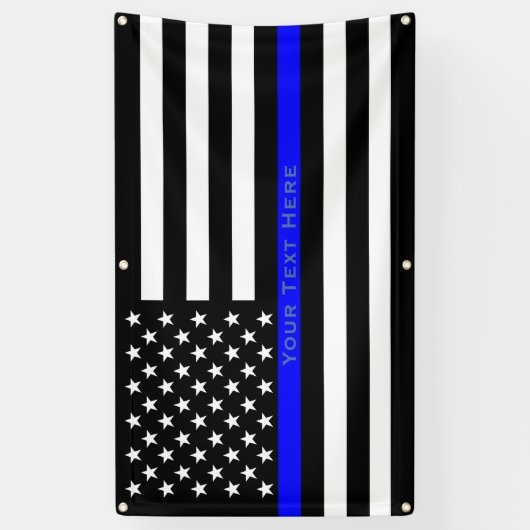 あなたの文字の薄いブルーライン米国の旗の装飾の表示 横断幕 (縦)