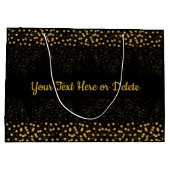 あなたの文字の黒か金ゴールドの星ライト輝きのおめでとう ラージペーパーバッグ (裏面)