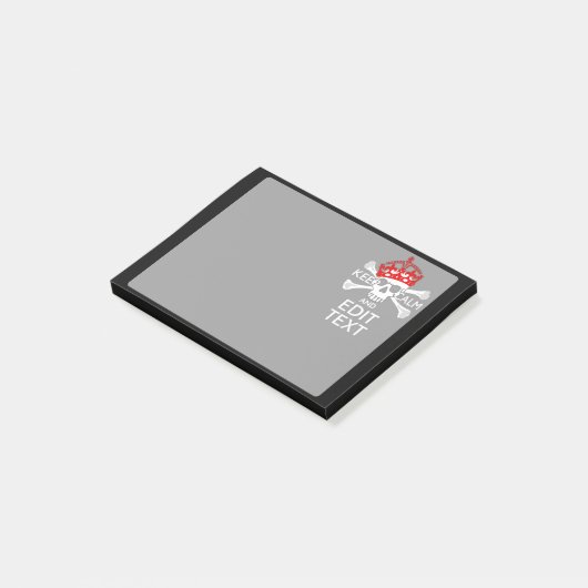 あなたの文字は穏やかで赤い王冠の骨が交差した図形のスカルを保ちます ポストイット (アングル)