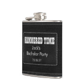 あなたの文字-黒い革とカスタマイズ フラスク (左)