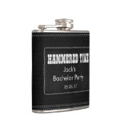 あなたの文字-黒い革とカスタマイズ フラスク (右)