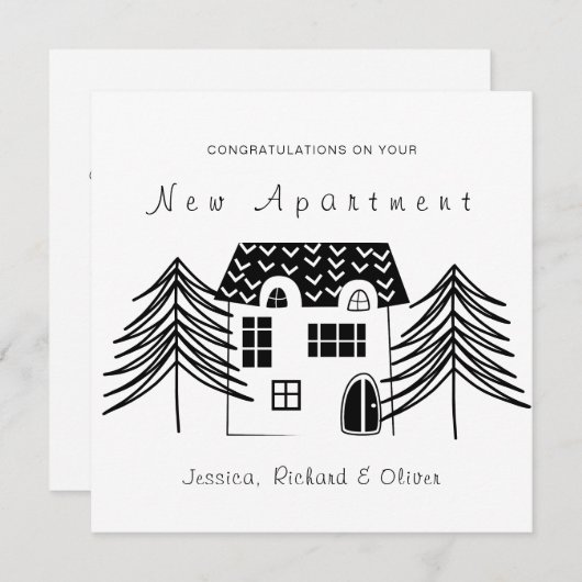 あなたの新しいアパートのミニマルおめでとう シーズンカード (正面/裏面)