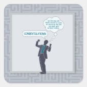 あなたの新しい仕事のステッカーのお祝い(おもしろいな) スクエアシール (正面)