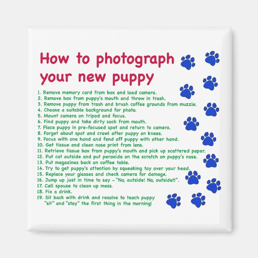 あなたの新しい子犬の写真の方法 マグネット (正面)