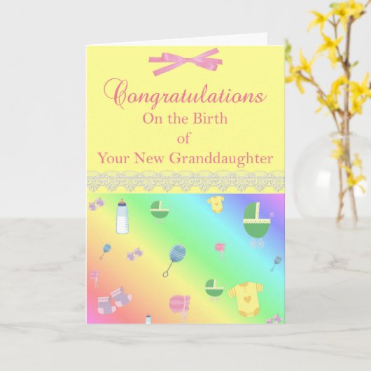 あなたの新しい孫娘カードの花型女性歌手のおめでとう カード (黄色い花)