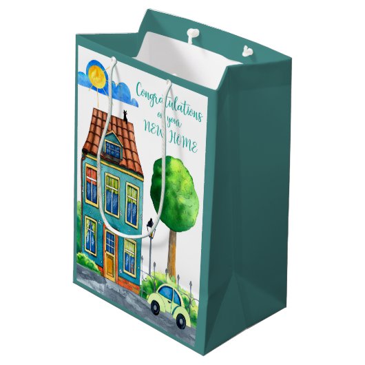 あなたの新しい家媒体のお祝い ミディアムペーパーバッグ (裏面アングル)