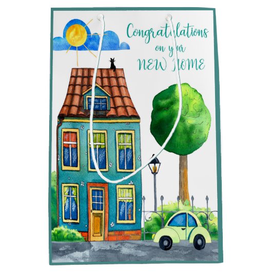 あなたの新しい家媒体のお祝い ミディアムペーパーバッグ (正面)