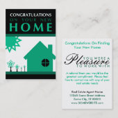 あなたの新しい家(緑の形)のお祝い 紹介カード (正面/裏面)