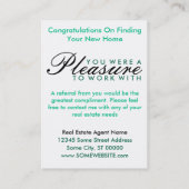 あなたの新しい家(緑の形)のお祝い 紹介カード (裏面)