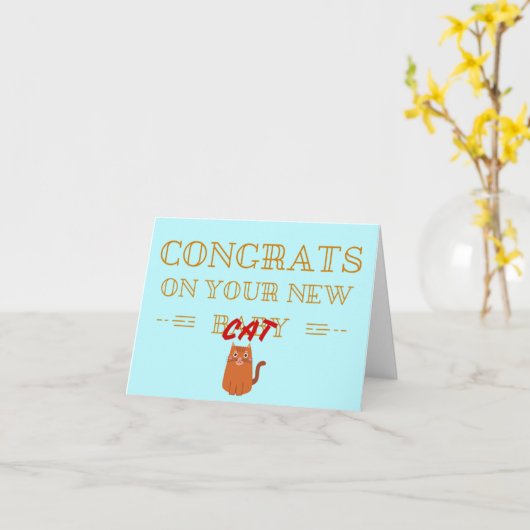 あなたの新しいb猫のおめでとう! カード (黄色い花)