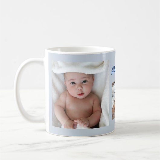 あなたの新生児ボーイパーソナライズされた写真カスタム文字 コーヒーマグカップ (左)