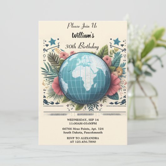 あなたの旅行キャビンビーチ宛先30th誕生日 招待状 (スタンド正面)