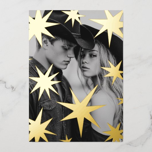 あなたの日々が陽気で輝かしい金箔星のホイル 箔シーズンカード (正面)