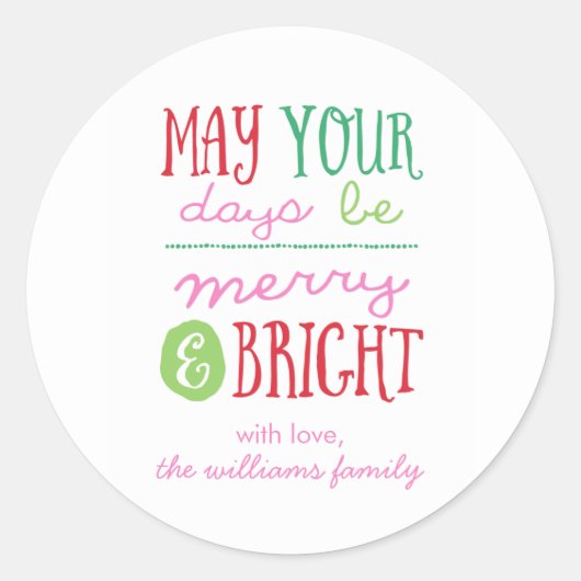 あなたの日が明るいメリー休暇でありますように ラウンドシール (正面)