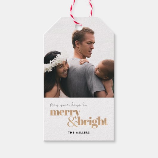 あなたの日が明るいメリー写真クリスマスでありますように ギフトタグ (正面)