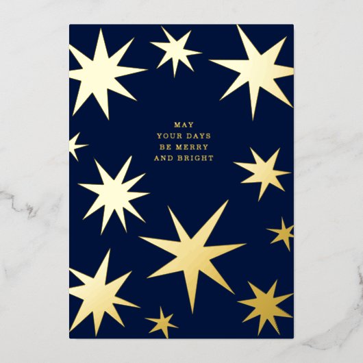 あなたの日が明メリーるい金ゴールド星でありますように 箔招待状 (正面)