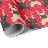 あなたの日はメリーで、明るいパグのトナカイであるように ラッピングペーパー (ロールコーナー)