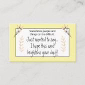 あなたの日を明るくする黄色のフローラ親切カード 名刺 (正面)