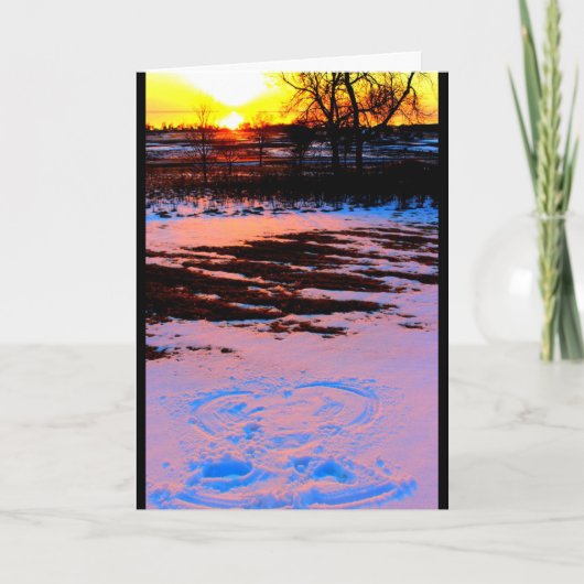 あなたの日没の考えることの雪の天使 カード (正面)