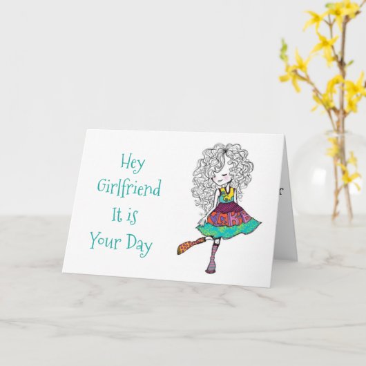 あなたの日***輝く***ガールフレンド – あなたの誕生日 カード (黄色い花)