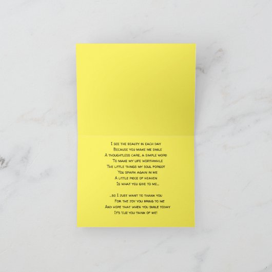 あなたの更新済に考えることは、カード今日微笑します カード (内部)