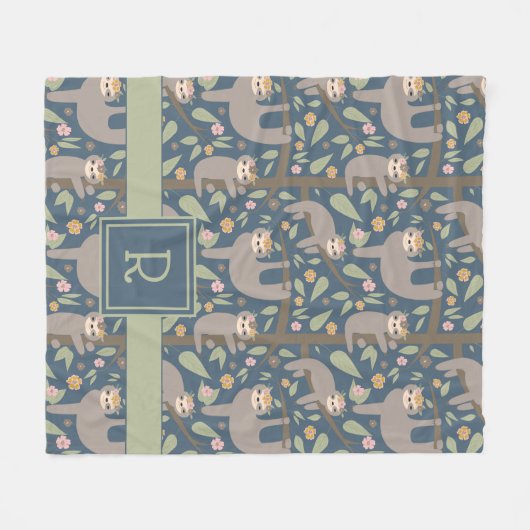 あなたの最初の|かわいい花の怠惰パターンを加えて下さい フリースブランケット (正面(横))