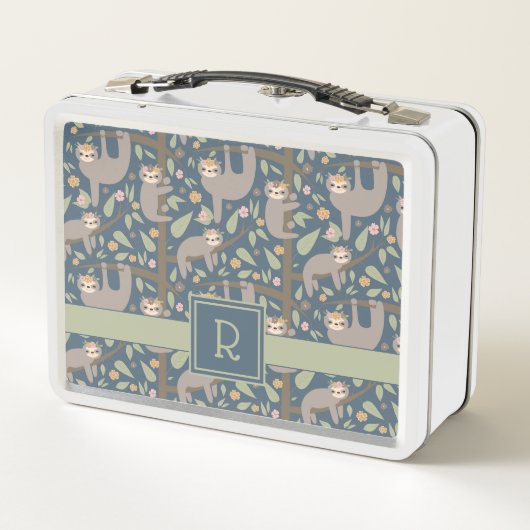 あなたの最初の|かわいい花の怠惰パターンを加えて下さい メタルランチボックス (裏面)