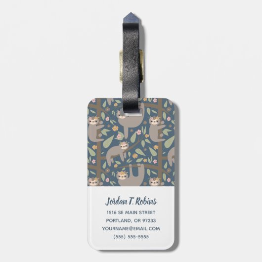 あなたの最初の|かわいい花の怠惰パターンを加えて下さい ラゲッジタグ (裏面縦)