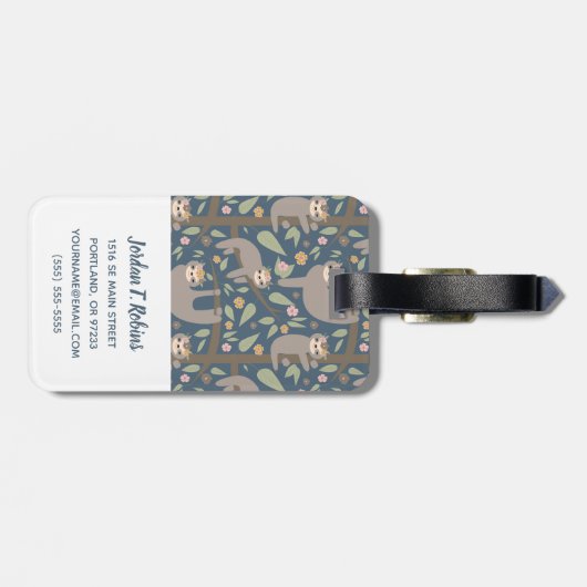 あなたの最初の|かわいい花の怠惰パターンを加えて下さい ラゲッジタグ (裏面横)