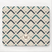 あなたの最初の|のティール(緑がかった色)幾何学的なパターンを加えて下さい マウスパッド (正面)
