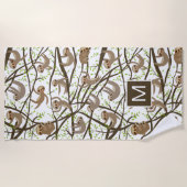 あなたの最初の|微笑の怠惰パターンを加えて下さい ビーチタオル (正面)