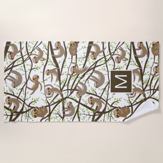 あなたの最初の|微笑の怠惰パターンを加えて下さい ビーチタオル (正面)