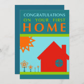 あなたの最初家のお祝い(crayolaShapes) 招待状 (正面/裏面)