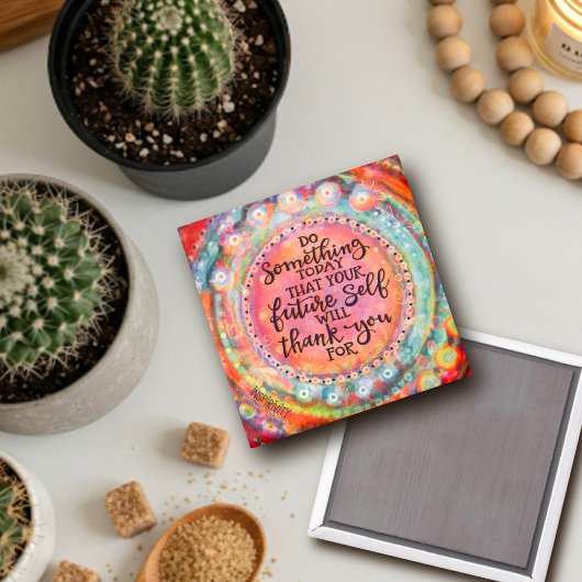 あなたの未来の自己引用文ありがとうピンクかわいらし マグネット