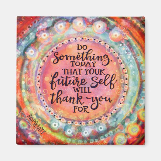 あなたの未来の自己引用文ありがとうピンクかわいらし マグネット (正面)