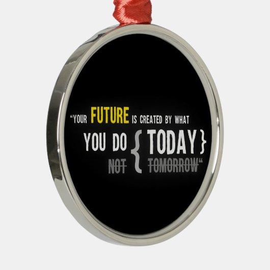 あなたの未来は今日引用するものをによって作成されます メタルオーナメント (右)