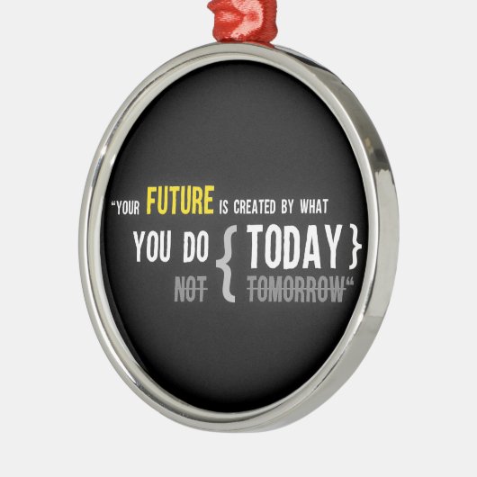あなたの未来は今日引用するものをによって作成されます メタルオーナメント (左)