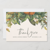 あなたの柑橘系の感謝してい植物の優雅な結婚式のスクリプト サンキューカード (正面)