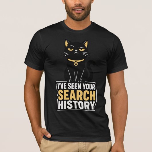 あなたの検索履歴を見た 黒猫 Tシャツ (正面)