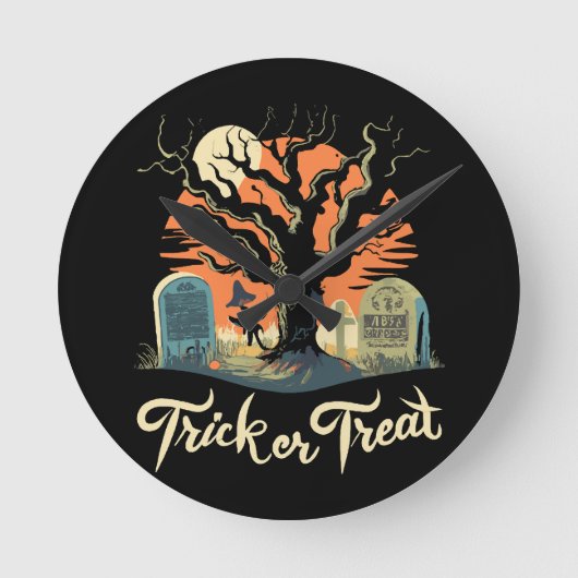 あなたの楽しい墓場からハッピーハロウィン! ラウンド壁時計 (正面)