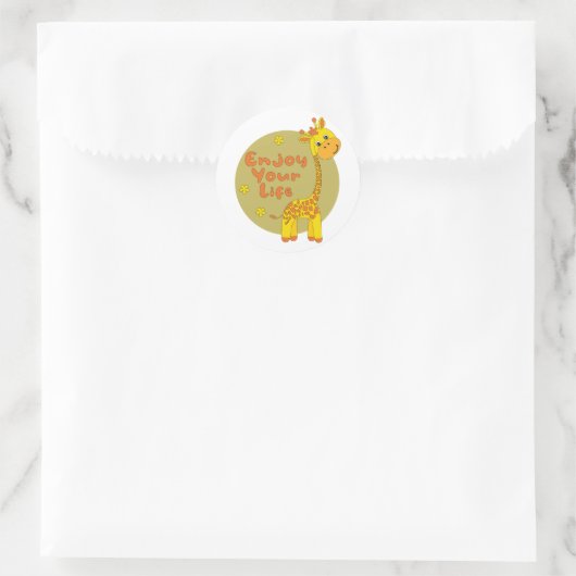 あなたの楽しむ人生かわいいかわいい黄色のベビーキリン ラウンドシール (バッグ)