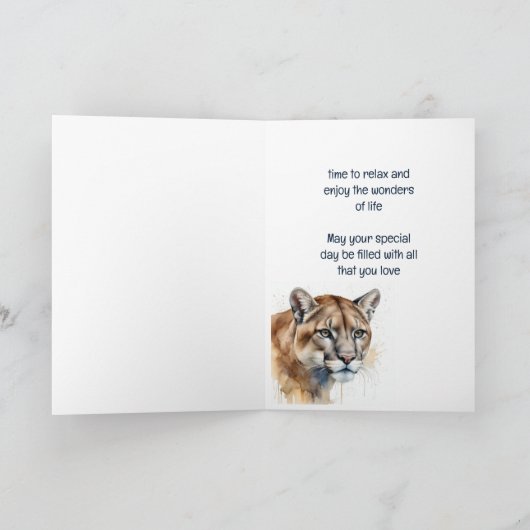 あなたの楽しむ誕生日クーガーマウンテンライオン動物 カード (内部)