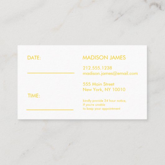 あなたの次のアポイントメントブライトイエローゴールデン 名刺 (裏面)