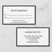 あなたの次のアポイントメント白黒ドクターオフィス 予約カード (正面/裏面)